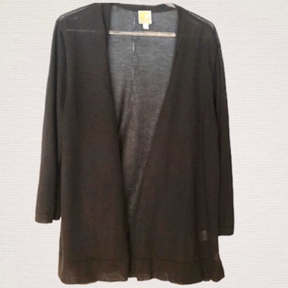 JM Collection Sweaters - JM Collection Black Sheer Cardigan Size XL